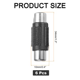 sourcing map RCA to Speaker Wire Connector, RCA Female to RCA Female Nickel Plated Stereo Audio Connector Adapter Video Cable Splitter RCA Converter Black 6pcs