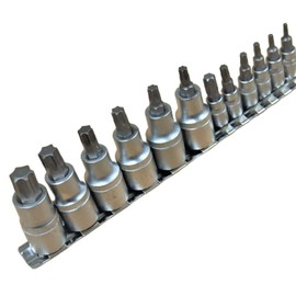 12 PC E Torx Star Male Bit Socket Set 1/2" 1/4" Drive T10 -T60