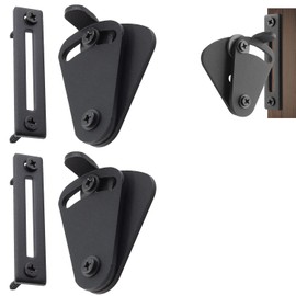 Li-TianFeng Barn Door Large Size Latch Lock Black Privacy Latch Lock for Sliding Door Work for Pocket Doors Garage and Shed Wood Glass Gates(Black(2pcs))