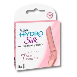 Schick - Hydro Silk, Dermaplaning Refills, 3 blade refills, Dermaplane, Dermaplaning, Remove Facial Hair, Remove Peach Fuzz, 7 Skin Benefits