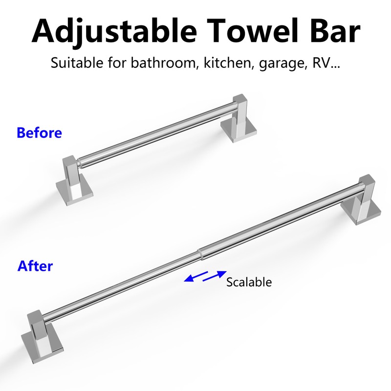 MIROAMZ Towel Bar, Adjustable 12.7inch to 23.2inch Wall Mounted Towel
