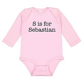 TATY Kids S is for Sebastian Long Sleeve Baby Infant One Piece Bodysuit 12 Months Light Pink
