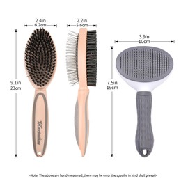LIFEBEA 2-in-1 Pet Grooming Brush Set for Dogs & Cats – Double-Sided Pin & Boar Bristle Massage Comb + Self-Cleaning Deshedding Tool | Detangling, Shedding & Hair Removal for Short/Long Hair (Pink)