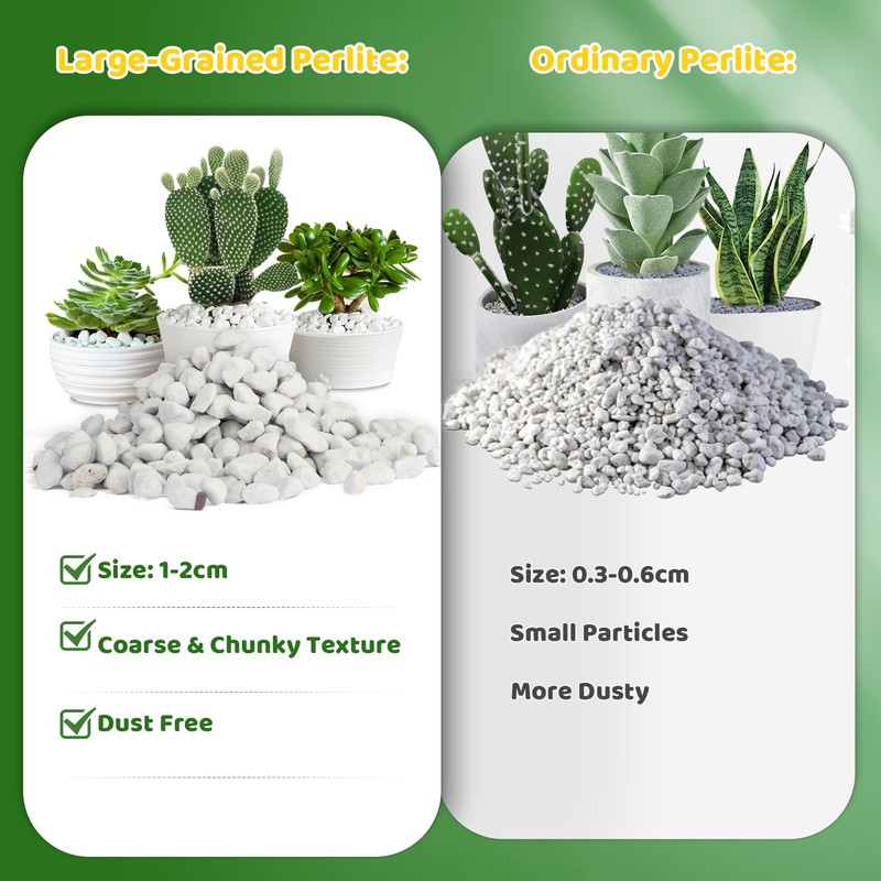 Doter Organic Chunky Perlite for Plants (0.4"-0.8" in Diameter), Natural