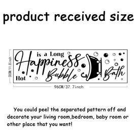 SUPERDANT Wandtattoo Für Das Badezimmer Wandsticker Happy Is A Long Hot Bubble Bath Schwarz Wandaufkleber Für Die Badewanne Vinyl Wandsticker Abziehen Und Aufkleben Badezimmer Badewannen 96x30cm