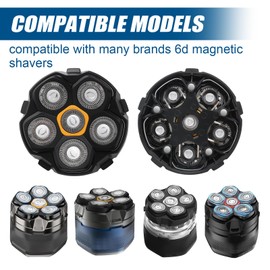 2PCS 6 Blade Head Shaver Replacement Heads Compatible with DOAO JoyKoi Solimpia Singphere AEXIRI Head Shaver