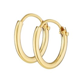 NKlaus Pair of Hoop Earrings Sterling Silver 925 Gold-Plated Earrings 11 mm 2565, Sterling Silver