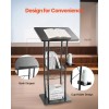 47-Inch Metal Curved Standing Podium Wide Reading Surface Open Storage