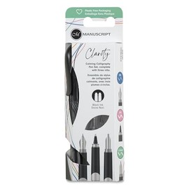 Manuscript Clarity Fountain Pen Set - Assorted Nibs, Set of 6, Strong Black
