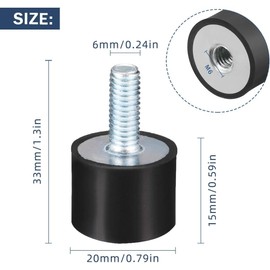 Pack of 4 Rubber Buffer Anti-Vibration Shock Absorber Rubber Bearing Silent Block Vibration Damper Insulator Brackets, Plug Socket Vibration Damper for Petrol Engines Water Pumps Boat Coils (M6)