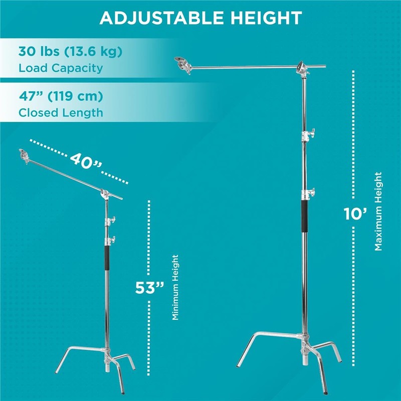 Flashpoint 10' C Light Stand on Turtle Base Kit with