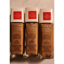 REVLON 3x Revlon Nearly Naked Liquid Makeup Foundation SPF 20 230 Nutmeg Muscade