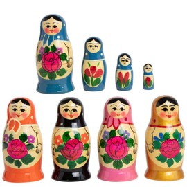 rukauf Rossijanotschka Matryoschka Matryoshka Babushka Matryoshka 9 cm Height - 4 Wooden Dolls - Various Designs - Wooden Doll Matryoshka Matryoshka