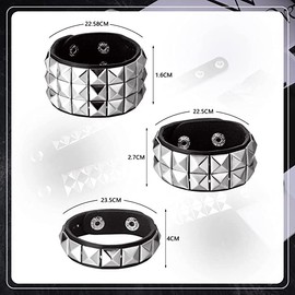 WUERKIYA 3 Pcs 80s Leather Studded Punk Bracelet for Men Women Biker Cuff Bracelet Rock Gothic Bracelet Unisex Metal Studded Wristband Fashion Items