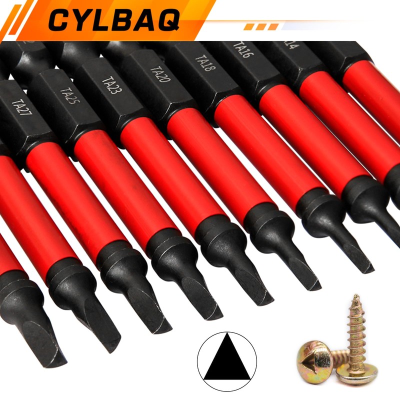 CYLBAQ Impact Triangle Head Screwdriver Bits, 10pcs 65mm S2 Steel