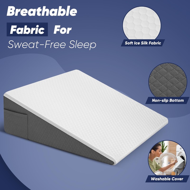 Vimoli Bed Wedge Pillow for Sleeping & Resting, 8 inch