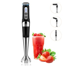 Cordless Immersion Blender Handheld: Powerful Rechargeable Electric Hand Blender, 21-Speed & 3-Angle Adjustable with Stainless Steel Blades for Milkshakes, Smoothies, Soup, Puree, Baby Food (Black)