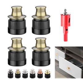 jwflck Recessed Drawer Pulls Tatami Handle Invisible Knobs for Furniture and Cabinet (4PCS Blue Bronze with Hole Puncher)