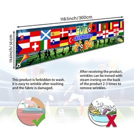 2024 European Football Championship Banner for 2024 Euro Cup Decorations,Euro 2024 Football Bunting Flags for Football Party Decorations