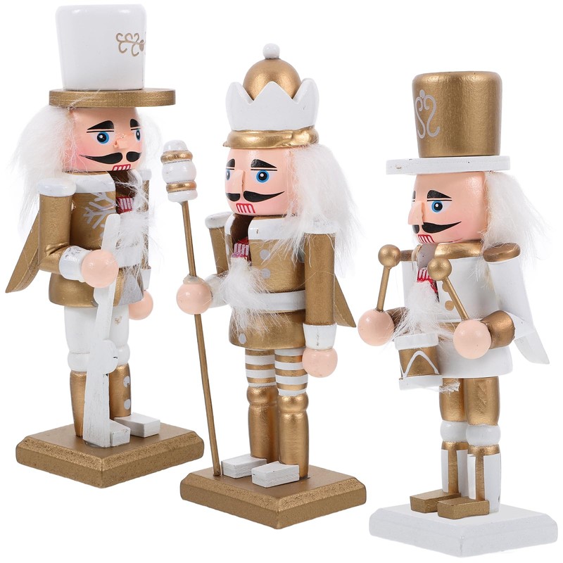 Ciieeo 3pcs Wooden Nutcracker Ornaments 6 Inch Christmas Nutcracker Doll