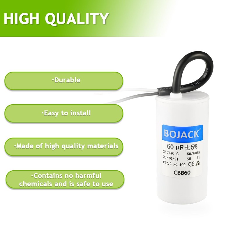 BOJACK Run Capacitor 60 uF MFD 250V AC120 MFD CBB60