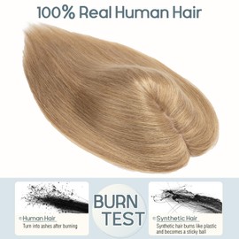 Rich Choices 100% Human Hair Topper Hair Topper for Women Real Human Hair Silk Base Remy Hair Topper With Thinning Hair Clip in Human Hair Topper #27 Dark Blonde 10'' 33g