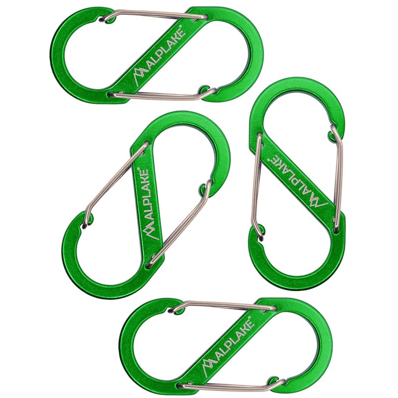 ALPLAKE ® - Pack of 4 Material Carabiners, Double Carabiner,