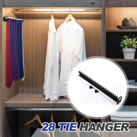 Maxdot Sliding Tie Racks 28 Tie Hanger Pull-Out Belt Rack Scarf Belt Storage Display Rail for Wardrobe Home Gift Retail Store Organizer for Side Mount