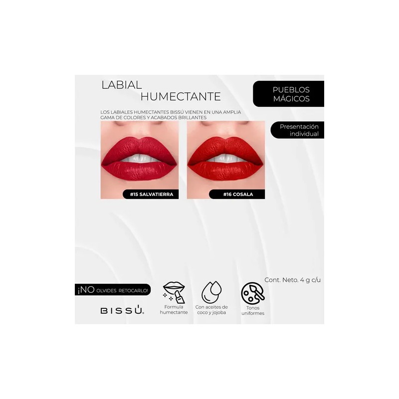 Kit Labiales Humectantes 6 Tonos Bissu Rojos Para Invierno