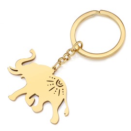 RAIDIN Stainless Steel Gold Plated Cute Animal Elephant Keychains Keyring for Women Girls Gifts Car Purse Keys Accessories (Gold-022)