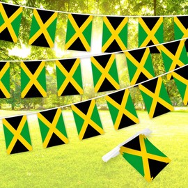 UD_G128 Jamaica 8.2 X 5.5 Inch Bunting Banner Flag 150D Polyester Printed Full String 33 Feet for School Festival Celebration