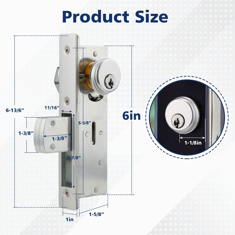 MaxxGeek Commercial Door Lock with Deadbolt and Solid Brass Mortise