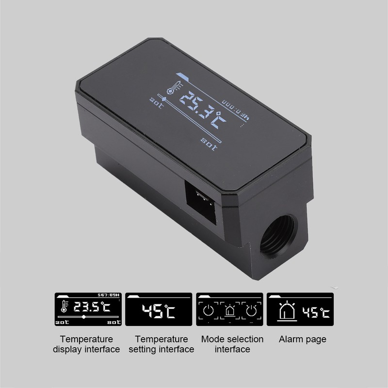Intelligent Water Temperature Protector Multi Mode OLED Display Monitoring Thermometer(Black