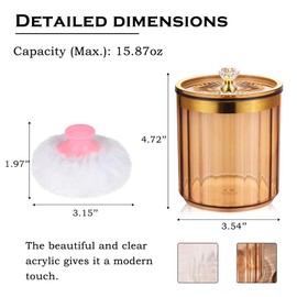Oval Dusting Powders Container with Reusable & Washable Velour Puff Amber Acrylic Body Powder Jar Travel-Friendly Lidded Makeup Organizer for Women - Style B