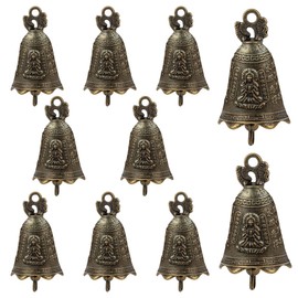 AUEAR, 10 campanas de bronce antiguo de 0.9 x 1.57 pulgadas, campanas de budismo vintage para decoración de campanillas de viento DIY