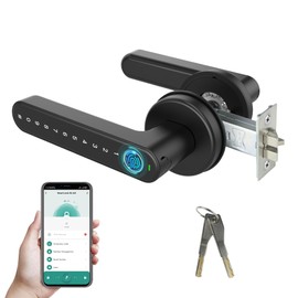 Smart Door Lock, Door Handle with APP Unlock, Biometric Door Lock for Bedroom, Home, Warehouse, Office, Study, Hotel