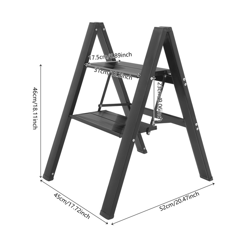 2 Step Ladder,Aluminum Lightweight Folding 2 Step Stool with Anti-Slip