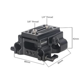 NICEYRIG Universal Base Plate Quick Release Camera Plate with 15mm Rod Clamp with 1/4 and 3/8 Inch Screw Hole, Rod Support, Quick Release Plate for DSLR Equipment, QR Plate, Easy to Put on and Take