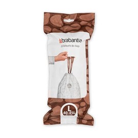 Brabantia PerfectFit Bags 40-4 (L) - 20 Pieces per Roll, Bin Liners, Plastic, White, 45 L, 138607