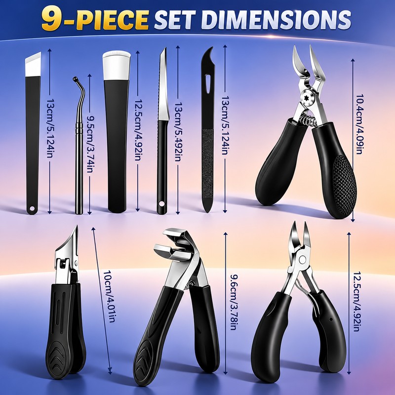 Heavy Duty Toenail Clippers for Seniors Thick Nails – 9-Piece
