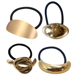 4x Geometric Stretch Hair Bands - Headbands With Geometric Patterns, Elastic Hairbands, Retro Metal Hair Ties, Hair Bands Ponytail Holder Rope Hair Cuff Wrap Hair Accessories For Women Girls