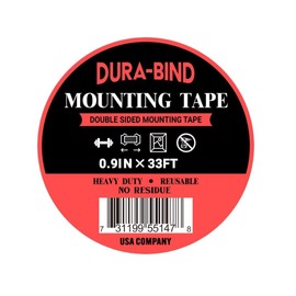 Dura-Bind Heavy Duty Mounting Tape, Double Sided VHB Foam Tape; for LED Light Strips, Car Tape, Decor and More. Waterproof, Extra Long Roll 33ft, Black (0.95)