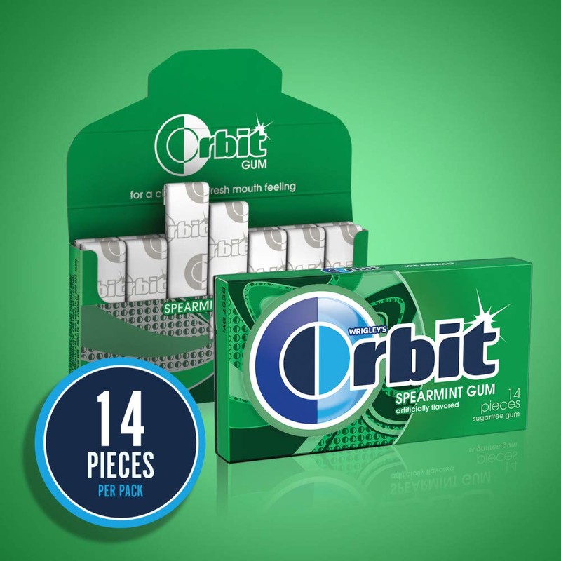 Orbit Sugarfree Gum Spearmint, 14-Piece Packs (Pack of 24)