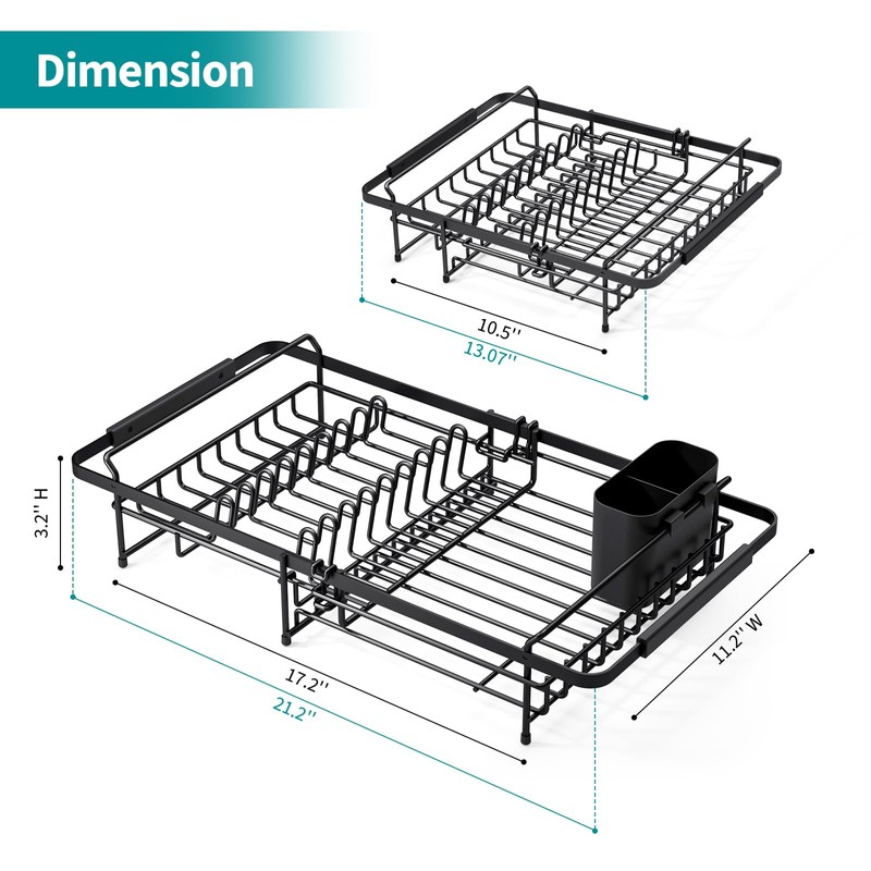 Urackify Expandable in Sink Dish Drying Rack - Adjustable Dish