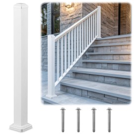 Otoolling Aluminum Railing Deck Post Kit 3" x 3" x 39" Include 1 Pcs Porch Deck Railing Fence Post Handrail 4 Pcs Expansion Screws Made with Heavy Duty Powder Coated, Rust-proof, Fit 36" Height(White)