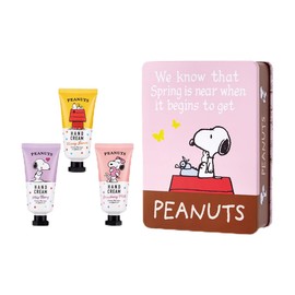 Snoopy Peanuts Design Tin Can Gift Set of 3 Popular Hand Creams (Snoopy Peanuts Shea Butter Blend Moisturizing Hand Care Gift Present)