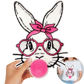 CY - Parches bordados para planchar con lazo de conejo, accesorios de felpilla con lentejuelas, borde con purpurina para manualidades, ropa, bolsas, chaquetas, decoración