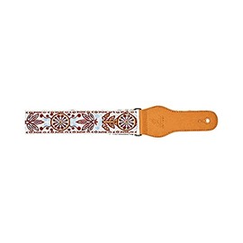 Ortega Guitars Guitar Strap Length Adjustable - Acoustic Guitar/Bass, Electric Guitar, Electric Bass - Creative Series - Cotton, Classic White (OCS-540)