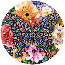 •Butterfly Jigsaw Puzzles, Floral Butterfly Puzzles for Adults and Kids, 500 Pieces Round Shape Butterfly in Blooming Floral Jigsaw Puzzles, Great for Home Decor, Gift for Friends and Family