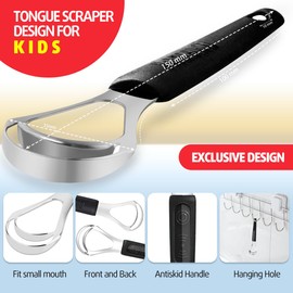 Cbiumpro 4-Pack Tongue Scraper for Kids & Adults, Stainless Steel Tongue Cleaner with Travel Case, Reduce Bad Breath